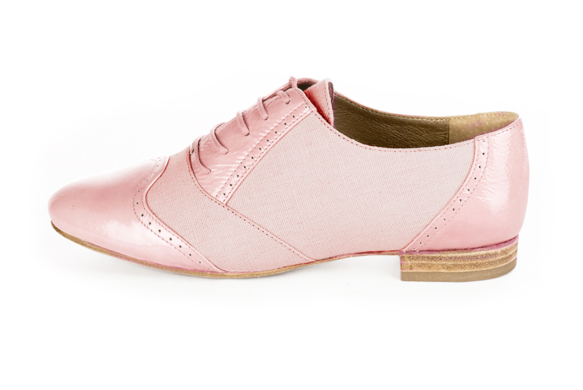 Light pink women's fashion lace-up shoes.. Profile view - Florence KOOIJMAN